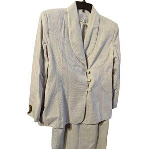 HBS Ltd Skirt Suit Size 10 Vintage Purple Gray Pin Stripe Career Modest